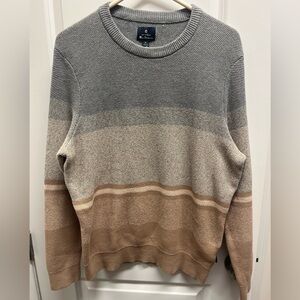 NWT Ben Sherman Men’s XL Grey & Beige Striped Textured Knit Crewneck Sweater
